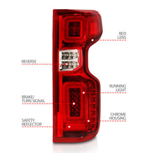 Load image into Gallery viewer, Anzo 19-21 Chevy Silverado Full LED Tailights Chrome Housing Red/Clear Lens G2 (w/C Light Bars)